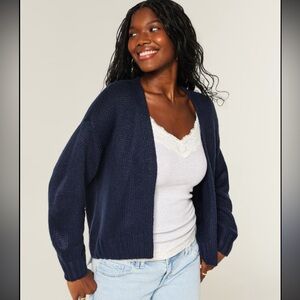 Hollister Women's Deep Blue Open-Front Cardigan